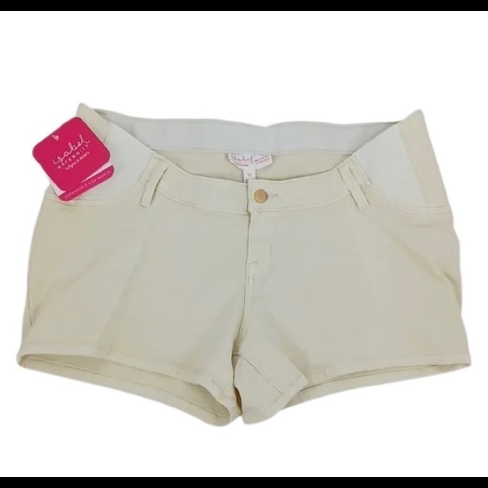 ISABEL MATERNITY EXPANDABLE SIDE PANELS MIDI SHORTS CREAM